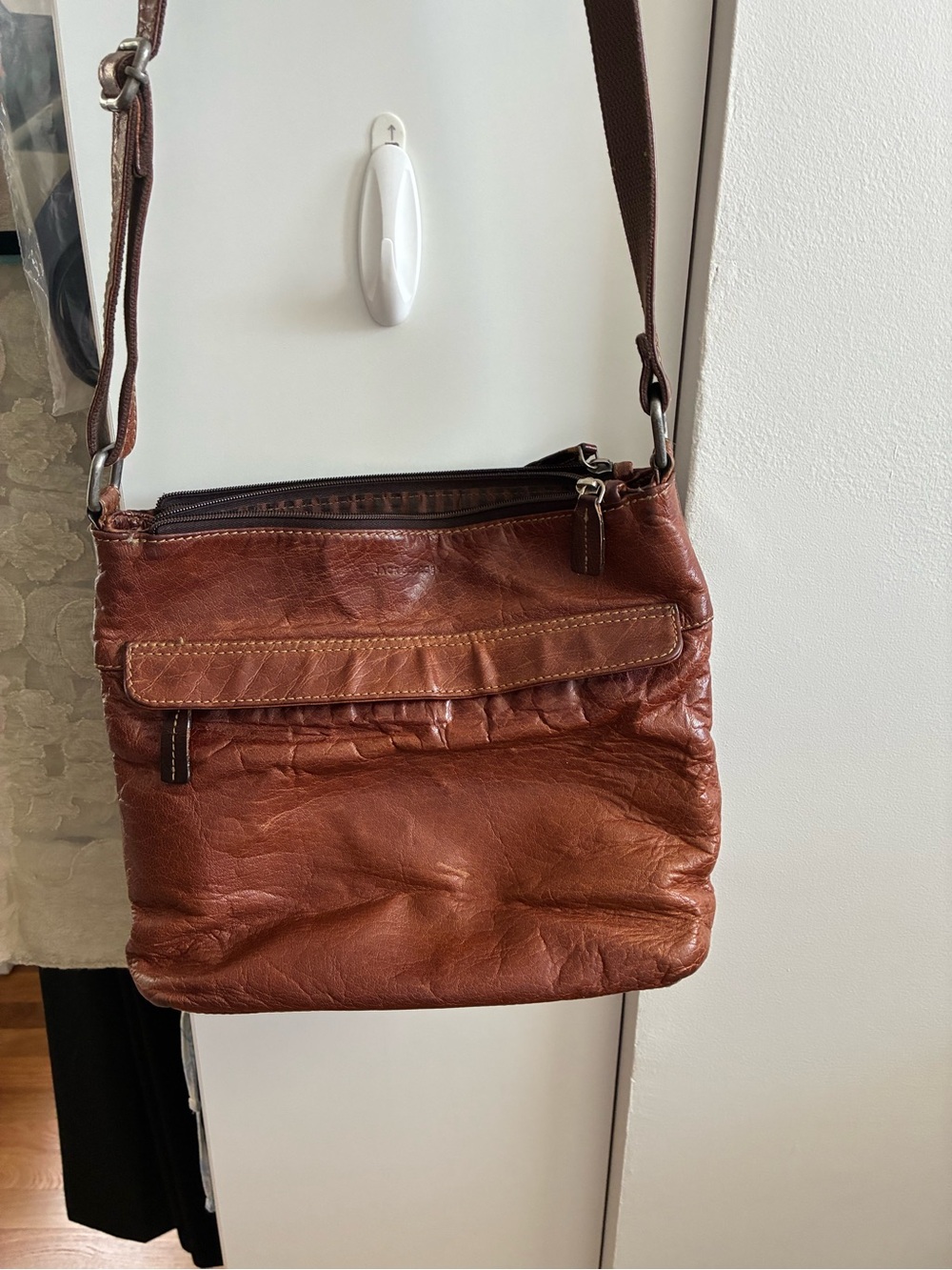Leather Crossbody Bag - Brown